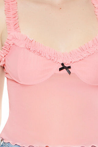 Mesh Ruffle Bustier Cami