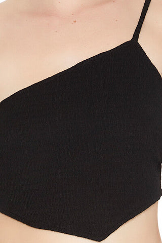 Textured One-Shoulder Crop Top