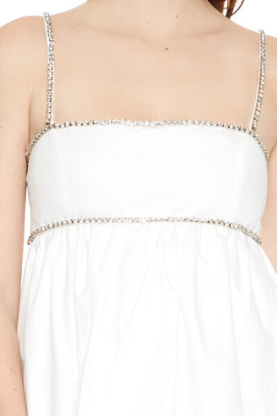  Forever 21 Rhinestone Babydoll Mini Dress - white - Bonton
