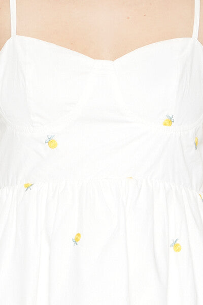  Forever 21 Embroidered Floral Bustier Mini Dress - white-multi - Bonton