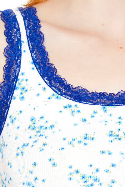  Forever 21 Floral Print Cropped Tank Top - white multi - Bonton