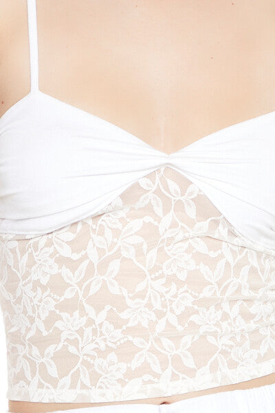  Forever 21 Lace Cropped Cami - white - Bonton