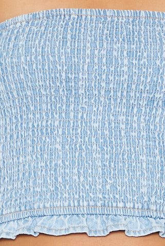 Cropped Chambray Tube Top