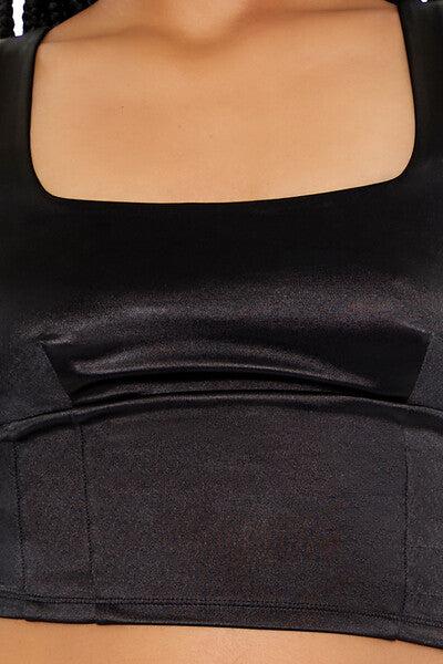  Forever 21 Square-Neck Crop Top - black - Bonton