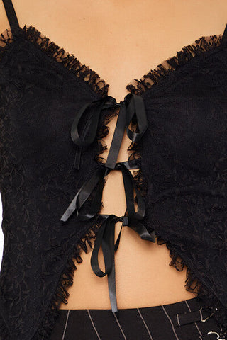 Lace Ruffle-Trim Bow Cami