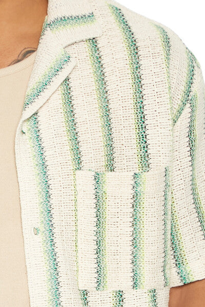  Forever 21 Striped Patch Pocket Shirt - cream multi - Bonton