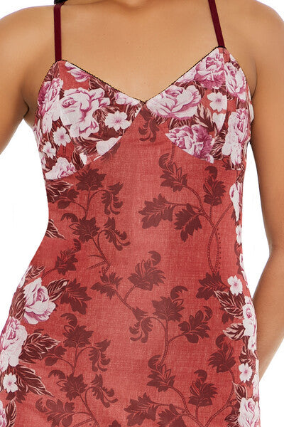  Forever 21 Mesh Floral Print Slip Midi Dress - rust-multi-swatch - Bonton