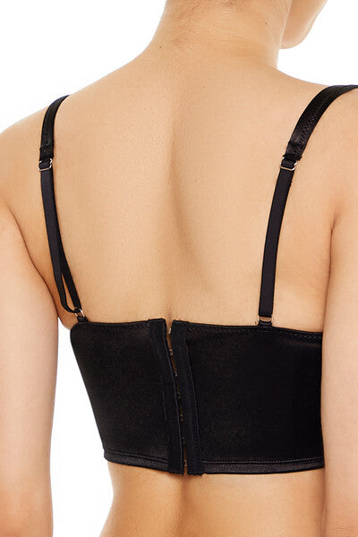  Forever 21 Satin Hook-and-Eye Bra - black - Bonton