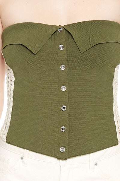  Forever 21 Crochet-Trim Tube Top - cypress  cream - Bonton