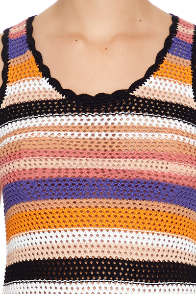  Forever 21 Striped Crochet Mini Tank Dress - pink-multi - Bonton