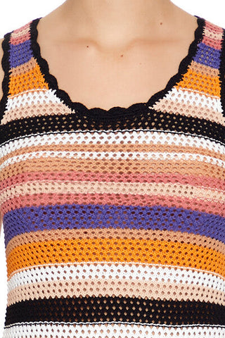 Striped Crochet Mini Tank Dress