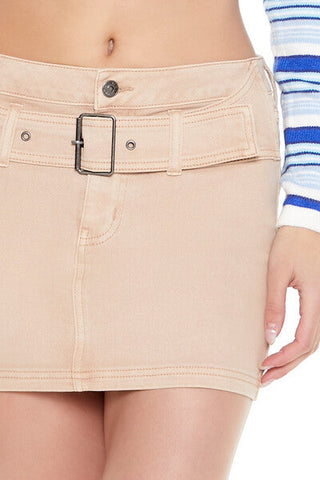 Buckled Twill Mini Skirt
