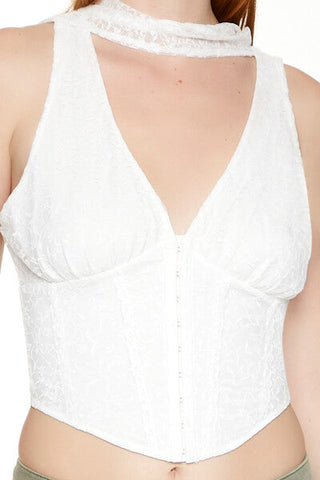 Lace Sash Corset Crop Top