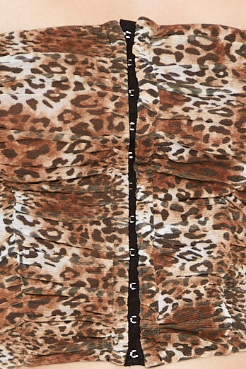  Forever 21 Leopard Print Mesh Tube Top - brown multi - Bonton
