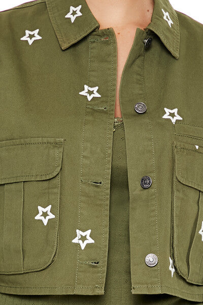  Forever 21 Star Cropped Shacket - cypress - Bonton
