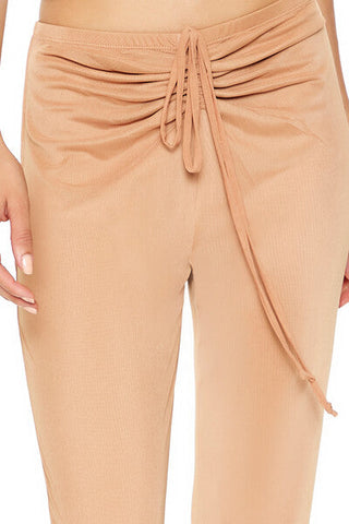 Ruched Drawstring Mesh Pants