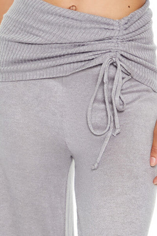 Ruched Drawstring Foldover Pants