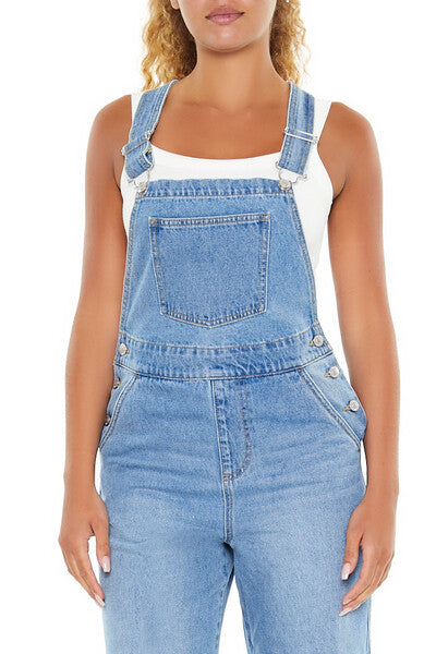  Forever 21 Denim Straight-Leg Overalls - medium-denim - Bonton