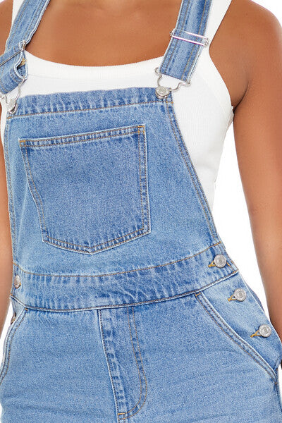  Forever 21 Denim Straight-Leg Overalls - medium-denim - Bonton