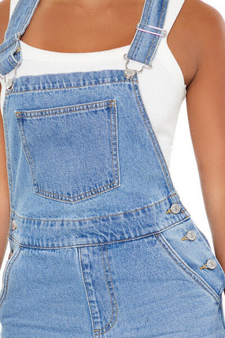 Denim Straight-Leg Overalls