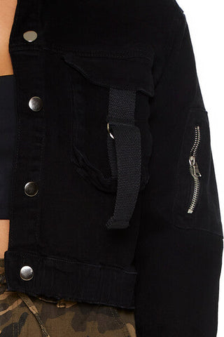 Plus Size Cargo Trucker Jacket