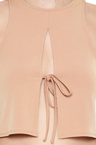 Sleeveless Tie-Front Crop Top