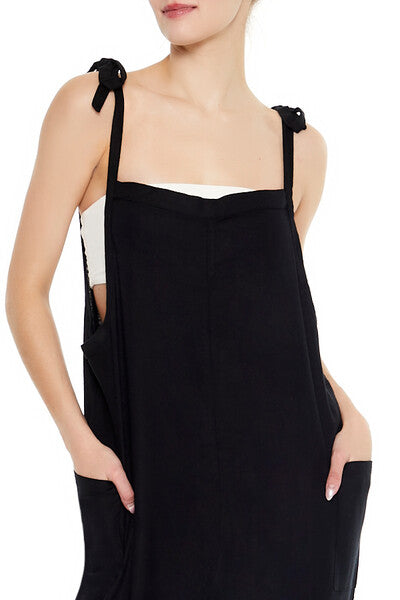  Forever 21 Relaxed Tie-Strap Jumpsuit - black - Bonton