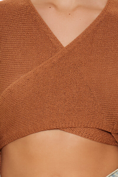  Forever 21 Tie-Back Crossover Sweater - black - Bonton