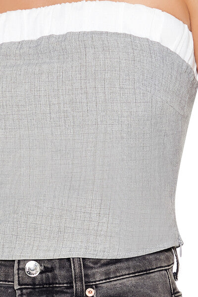  Forever 21 Two-Tone Tube Crop Top - grey - Bonton
