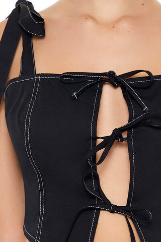 Cropped Cutout Bow Bustier Top