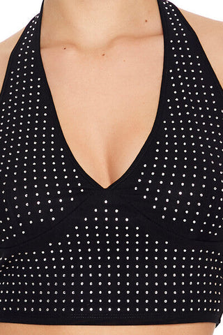 Sequin Halter Crop Top