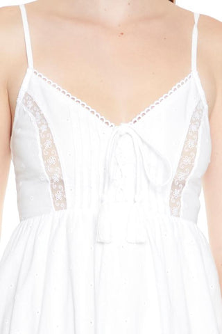 Eyelet Bow Tassel Mini Dress