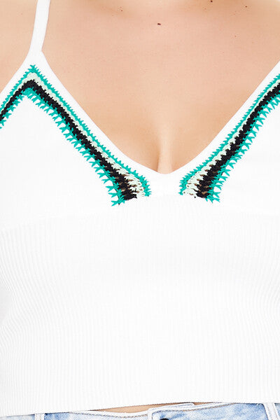  Forever 21 Plus Size Embroidered Sweater-Knit Cami - white multi - Bonton