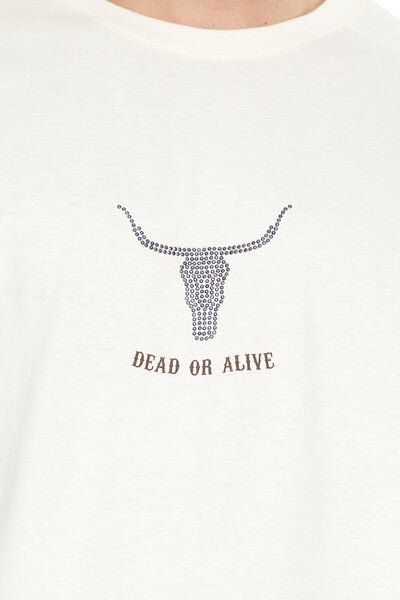  Forever 21 Studded Dead Or Alive Graphic Tee - cream multi - Bonton