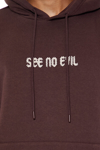  Forever 21 See No Evil Graphic Hoodie - dark cocoa taupe - Bonton