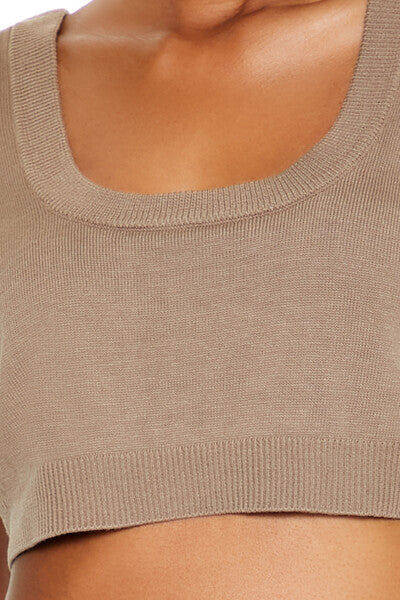  Forever 21 Cropped Sweater Vest - ash brown - Bonton