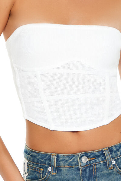  Forever 21 Sweater-Knit Tube Crop Top - white - Bonton