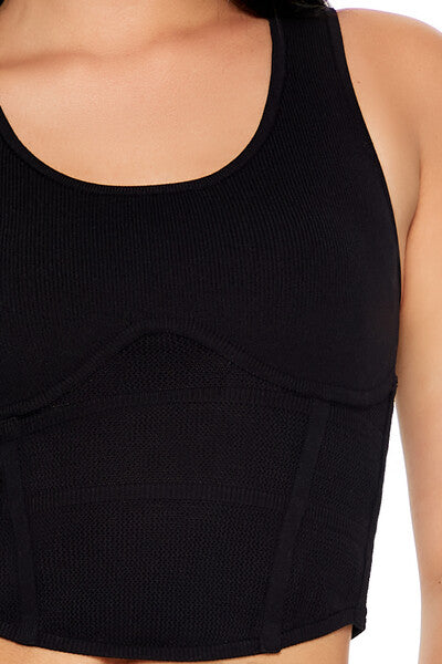  Forever 21 Sweater-Knit Corset Tank Top - ash brown - Bonton