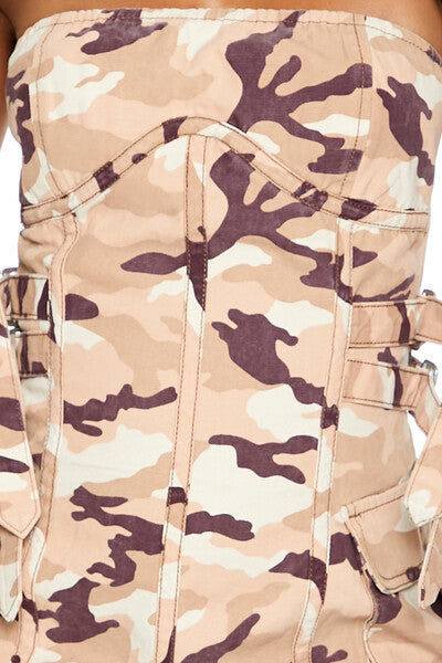  Forever 21 Camo Bustier Tube Mini Dress - pink-multi - Bonton