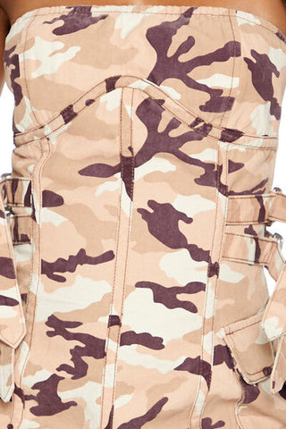 Camo Bustier Tube Mini Dress