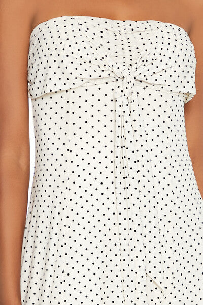  Forever 21 Strapless Polka Dot Mini Dress - white-black-swatch - Bonton