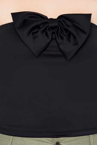  Forever 21 Scuba Knit Bow Tube Top - black - Bonton