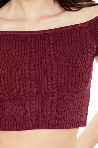 Sweater-Knit Off-the-Shoulder Crop Top