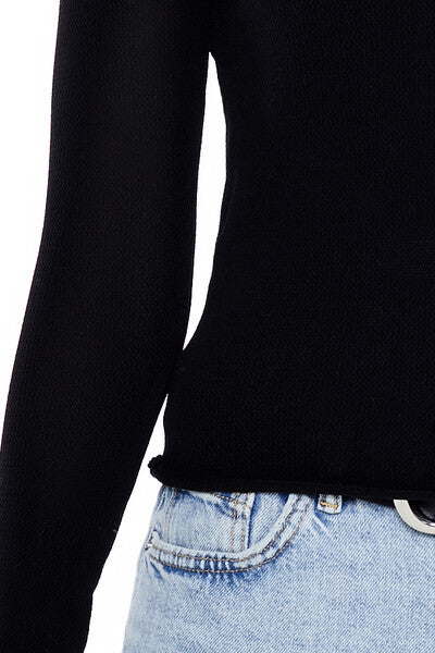  Forever 21 Cropped Boat-Neck Sweater - black - Bonton