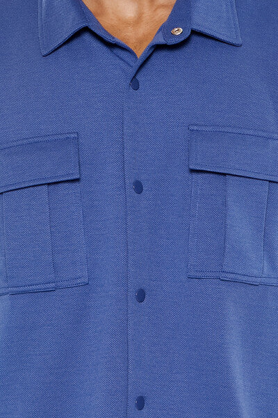  Forever 21 Two-Pocket Button-Front Shirt - dusty blue - Bonton