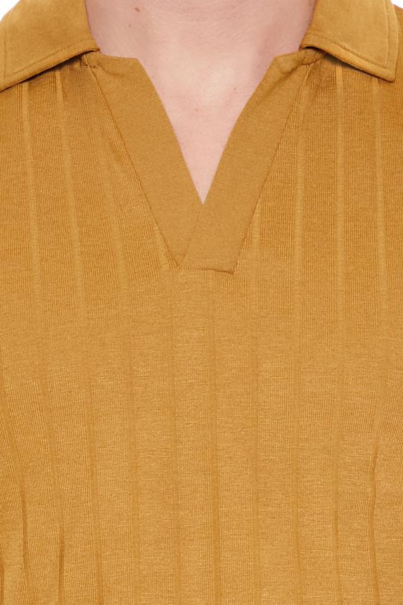  Forever 21 Ribbed Open V-Neck Polo Shirt - black - Bonton