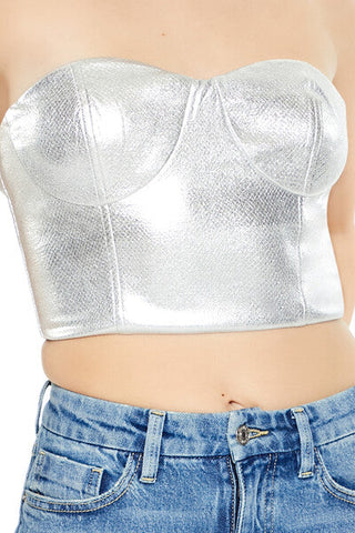 Metallic Bustier Tube Top
