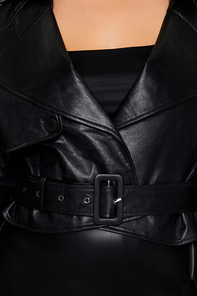  Forever 21 Plus Size Faux Leather Jacket - black-swatch - Bonton