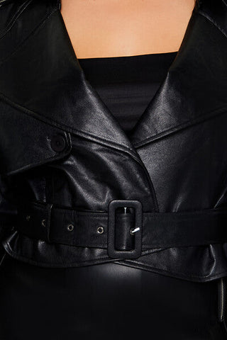 Plus Size Faux Leather Jacket