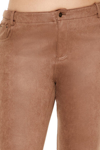 Plus Size Faux Suede Flare Pants
